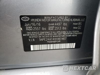 Zdjęcie 12 z 13 samochodu: 2017 HYUNDAI SONATA SE VIN:5NPE24AF4HH461467 - miniatura