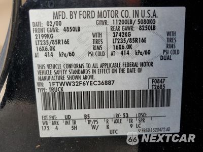 Zdjęcie 13 z 13 samochodu: 2000 FORD F350 SUPER DUTY VIN:1FTWW32F6YEC36887 - miniatura