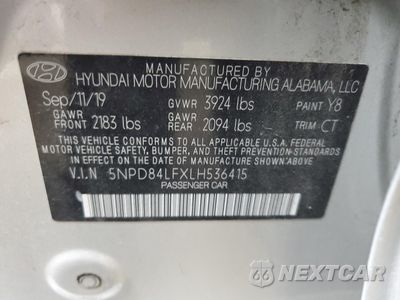 Zdjęcie 12 z 13 samochodu: 2020 HYUNDAI ELANTRA SEL VIN:5NPD84LFXLH536415 - miniatura