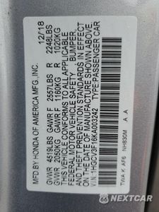 Zdjęcie 12 z 12 samochodu: 2019 HONDA ACCORD HYBRID VIN:1HGCV3F16KA003242 - miniatura