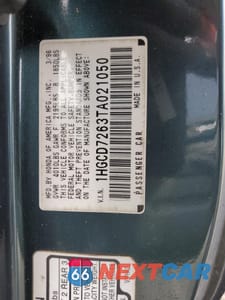 Zdjęcie 12 z 12 samochodu: 1996 HONDA ACCORD EX VIN:1HGCD7263TA021050 - miniatura