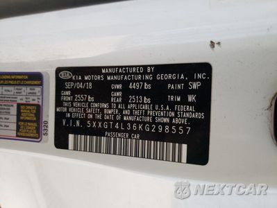 Zdjęcie 12 z 12 samochodu: 2019 KIA OPTIMA LX VIN:5XXGT4L36KG298557 - miniatura