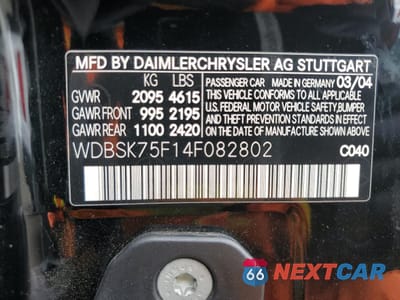 Zdjęcie 12 z 12 samochodu: 2004 MERCEDES-BENZ SL 500 VIN:WDBSK75F14F082802 - miniatura