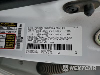 Zdjęcie 13 z 13 samochodu: 2019 TOYOTA TUNDRA CREWMAX SR5 VIN:5TFDY5F11KX791477 - miniatura