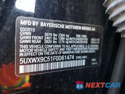 Zdjęcie 13 z 13 samochodu: 2015 BMW X3 XDRIVE28I VIN:5UXWX9C51F0D61474 - miniatura
