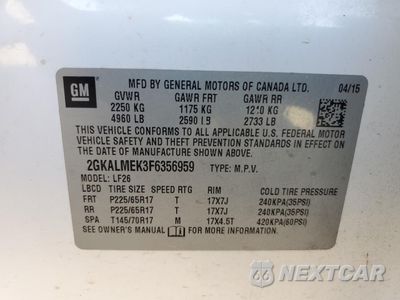 Zdjęcie 15 z 15 samochodu: 2015 GMC TERRAIN SLE VIN:2GKALMEK3F6356959 - miniatura