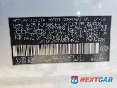 Zdjęcie 13 z 13 samochodu: 2006 LEXUS IS 250 VIN:JTHBK262062014953 - miniatura