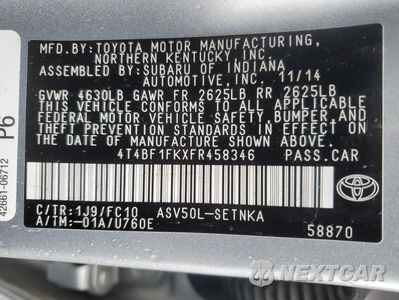 Zdjęcie 14 z 14 samochodu: 2015 TOYOTA CAMRY LE VIN:4T4BF1FKXFR458346 - miniatura