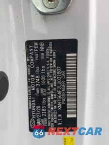 Zdjęcie 12 z 12 samochodu: 2020 HYUNDAI VELOSTER BASE VIN:KMHTG6AF2LU031807 - miniatura