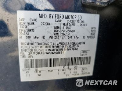 Zdjęcie 14 z 14 samochodu: 2008 FORD EDGE LIMITED VIN:2FMDK49C48BA95684 - miniatura