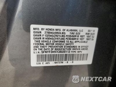 Zdjęcie 14 z 14 samochodu: 2012 HONDA PILOT TOURING VIN:5FNYF3H97CB020113 - miniatura