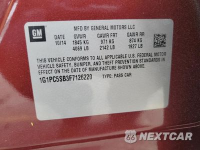 Zdjęcie 12 z 12 samochodu: 2015 CHEVROLET CRUZE LT VIN:1G1PC5SB3F7126220 - miniatura
