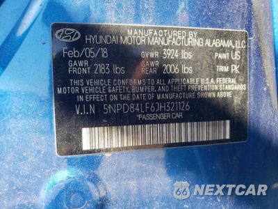 Zdjęcie 14 z 14 samochodu: 2018 HYUNDAI ELANTRA SEL VIN:5NPD84LF6JH321126 - miniatura