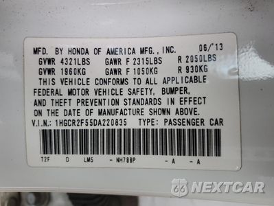 Zdjęcie 12 z 12 samochodu: 2013 HONDA ACCORD SPORT VIN:1HGCR2F55DA220835 - miniatura