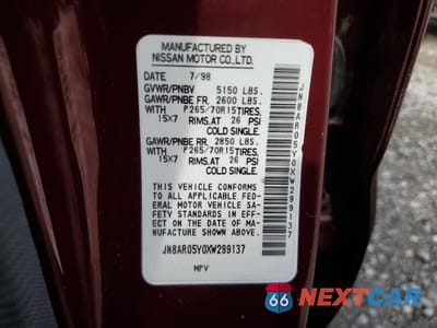 Zdjęcie 15 z 15 samochodu: 1999 NISSAN PATHFINDER LE VIN:JN8AR05Y0XW299137 - miniatura