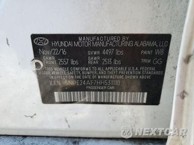 Zdjęcie 13 z 13 samochodu: 2017 HYUNDAI SONATA SE VIN:5NPE24AF7HH531110 - miniatura