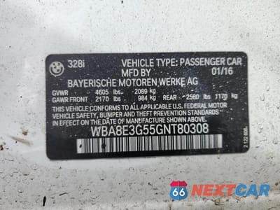Zdjęcie 12 z 12 samochodu: 2016 BMW 328 XI SULEV VIN:WBA8E3G55GNT80308 - miniatura