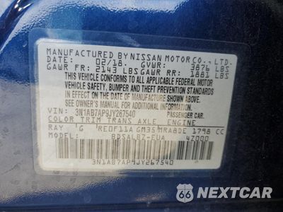 Zdjęcie 14 z 15 samochodu: 2018 NISSAN SENTRA S VIN:3N1AB7AP9JY267540 - miniatura