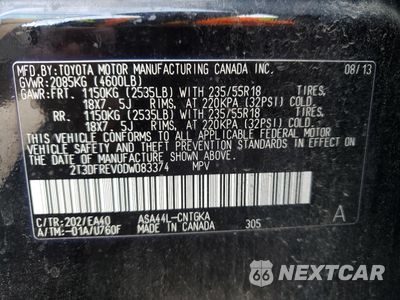 Zdjęcie 12 z 12 samochodu: 2013 TOYOTA RAV4 LIMITED VIN:2T3DFREV0DW083374 - miniatura