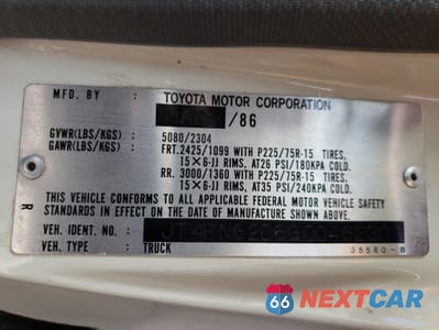 Zdjęcie 13 z 13 samochodu: 1986 TOYOTA 4RUNNER RN60 VIN:JT4RN62D6G0046230 - miniatura