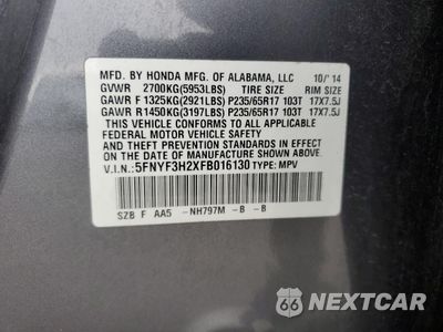Zdjęcie 16 z 16 samochodu: 2015 HONDA PILOT LX VIN:5FNYF3H2XFB016130 - miniatura
