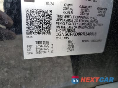 Zdjęcie 14 z 14 samochodu: 2024 CHEVROLET SUBURBAN C VIN:1GNSCFKD0RR140018 - miniatura
