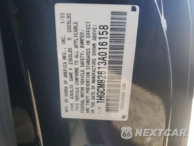 Zdjęcie 12 z 12 samochodu: 2003 HONDA ACCORD EX VIN:1HGCM82613A016158 - miniatura