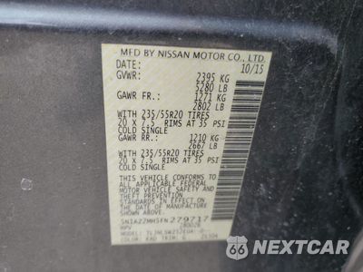 Zdjęcie 15 z 15 samochodu: 2015 NISSAN MURANO S VIN:5N1AZ2MH5FN279717 - miniatura