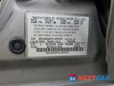 Zdjęcie 14 z 14 samochodu: 2000 NISSAN SENTRA BASE VIN:3N1CB51D4YL354434 - miniatura