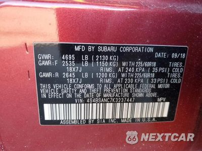 Zdjęcie 13 z 13 samochodu: 2019 SUBARU OUTBACK 2.5I LIMITED VIN:4S4BSANC7K3237447 - miniatura