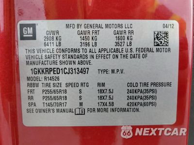 Zdjęcie 13 z 13 samochodu: 2012 GMC ACADIA SLE VIN:1GKKRPED1CJ313497 - miniatura