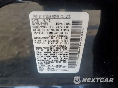 Zdjęcie 13 z 13 samochodu: 2013 NISSAN ROGUE S VIN:JN8AS5MV1DW651078 - miniatura