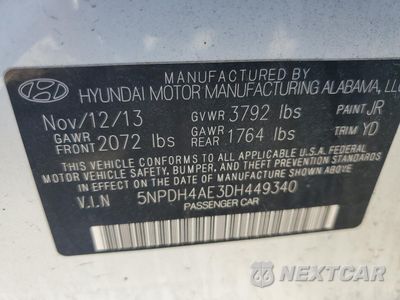 Zdjęcie 12 z 12 samochodu: 2013 HYUNDAI ELANTRA GLS VIN:5NPDH4AE3DH449340 - miniatura