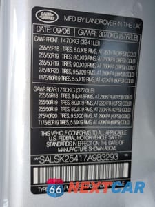 Zdjęcie 14 z 14 samochodu: 2007 LAND ROVER RANGE ROVER SPORT HSE VIN:SALSK25417A983293 - miniatura