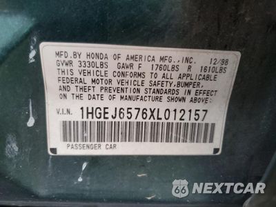 Zdjęcie 15 z 15 samochodu: 1999 HONDA CIVIC LX VIN:1HGEJ6576XL012157 - miniatura