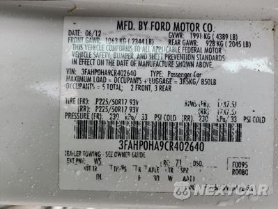 Zdjęcie 15 z 15 samochodu: 2012 FORD FUSION SE VIN:3FAHP0HA9CR402640 - miniatura