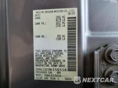 Zdjęcie 12 z 12 samochodu: 2009 NISSAN ALTIMA 2.5 VIN:1N4AL21E59N550558 - miniatura