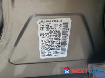 Zdjęcie 13 z 13 samochodu: 2004 NISSAN MURANO SL VIN:JN8AZ08W74W327098 - miniatura