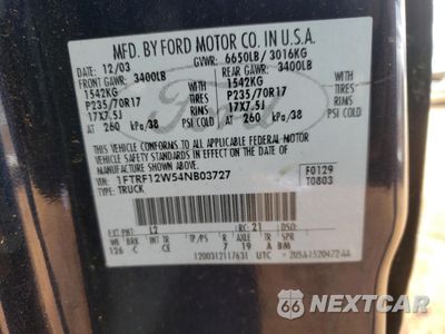 Zdjęcie 12 z 12 samochodu: 2004 FORD F150 VIN:1FTRF12W54NB03727 - miniatura