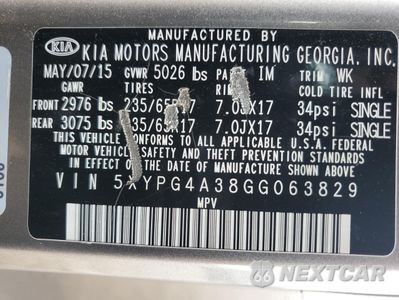 Zdjęcie 14 z 14 samochodu: 2016 KIA SORENTO LX VIN:5XYPG4A38GG063829 - miniatura