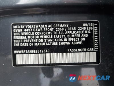 Zdjęcie 12 z 12 samochodu: 2014 VOLKSWAGEN CC SPORT VIN:WVWBP7AN6EE512640 - miniatura