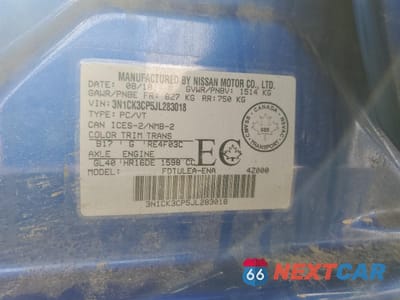 Zdjęcie 12 z 12 samochodu: 2018 NISSAN MICRA VIN:3N1CK3CP5JL283018 - miniatura