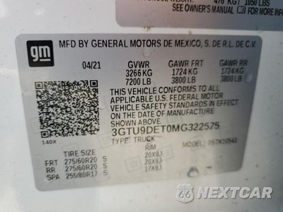 Zdjęcie 14 z 14 samochodu: 2021 GMC SIERRA K1500 SLT VIN:3GTU9DET0MG322575 - miniatura