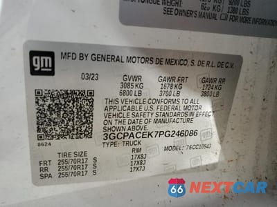 Zdjęcie 12 z 12 samochodu: 2023 CHEVROLET SILVERADO C1500 LT VIN:3GCPACEK7PG246086 - miniatura