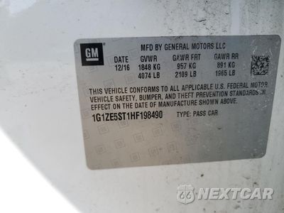 Zdjęcie 12 z 12 samochodu: 2017 CHEVROLET MALIBU LT VIN:1G1ZE5ST1HF198490 - miniatura