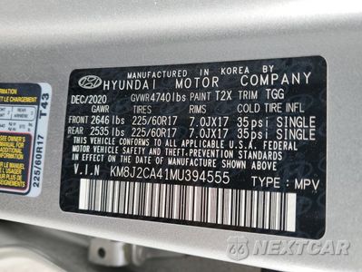 Zdjęcie 13 z 15 samochodu: 2021 HYUNDAI TUCSON SE VIN:KM8J2CA41MU394555 - miniatura