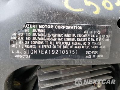 Zdjęcie 9 z 9 samochodu: 2009 SUZUKI GSX-R600 VIN:JS1GN7EA192105751 - miniatura