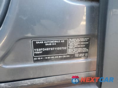 Zdjęcie 15 z 15 samochodu: 2007 SAAB 9-3 2.0T VIN:YS3FD49Y971120732 - miniatura
