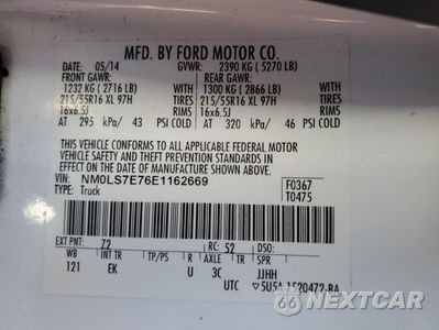 Zdjęcie 13 z 13 samochodu: 2014 FORD TRANSIT CONNECT XL VIN:NM0LS7E76E1162669 - miniatura
