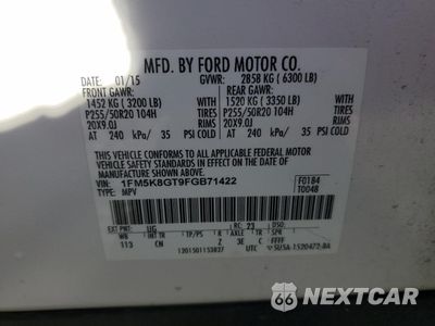 Zdjęcie 12 z 12 samochodu: 2015 FORD EXPLORER SPORT VIN:1FM5K8GT9FGB71422 - miniatura
